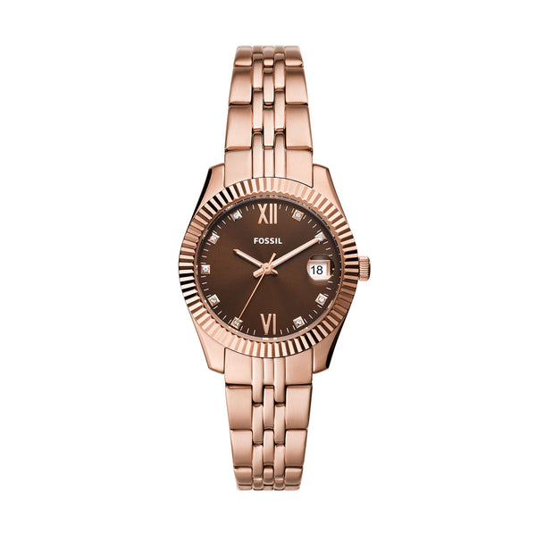 Fossil Scarlette Three-Hand Date Rose Gold-Tone Stainless Steel Watch