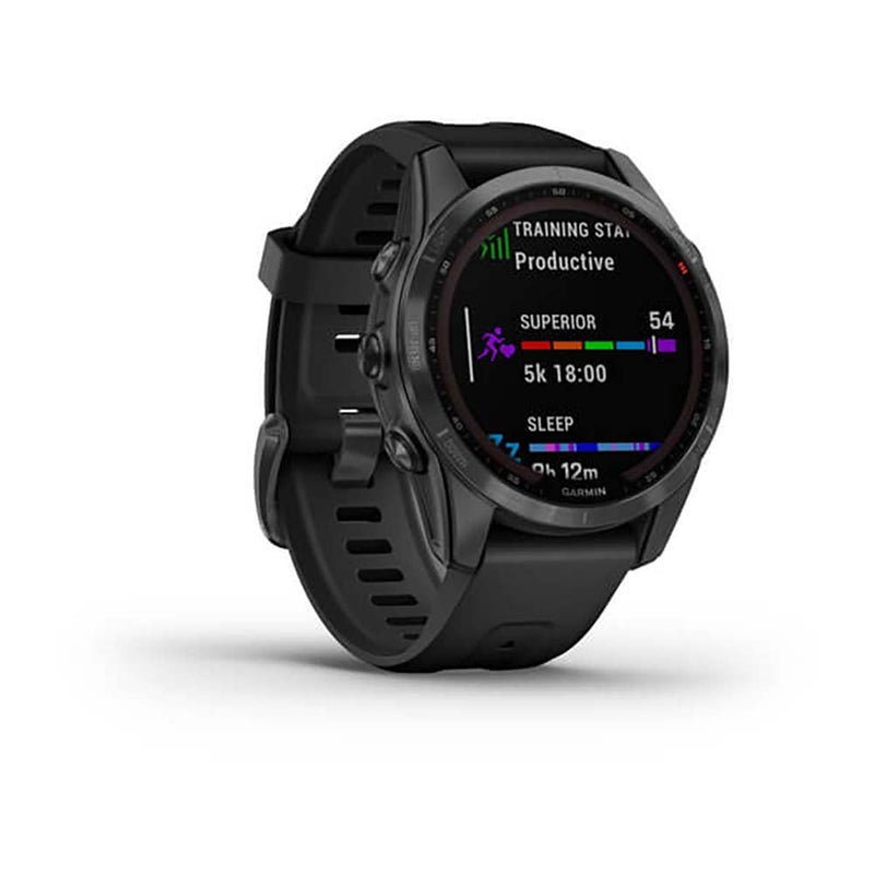 Garmin Fenix 7S Solar Slate Gray W Black Band Full Color Display Watch - 010-02539-13