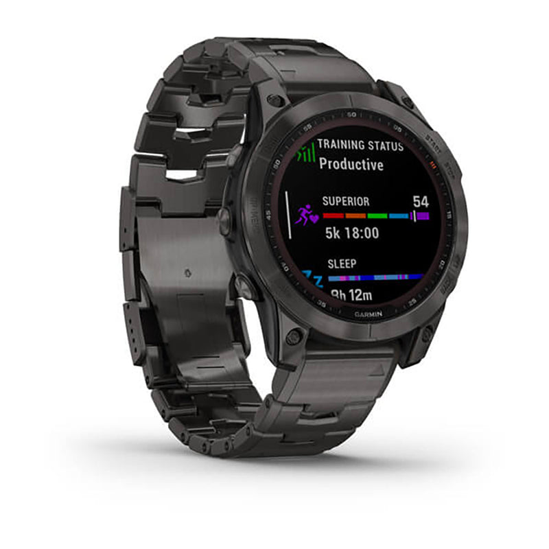 Garmin Fenix 7 Sapphire Carbon Grey DLC Vented Titanium Band Full Display Watch - 010-02540-39