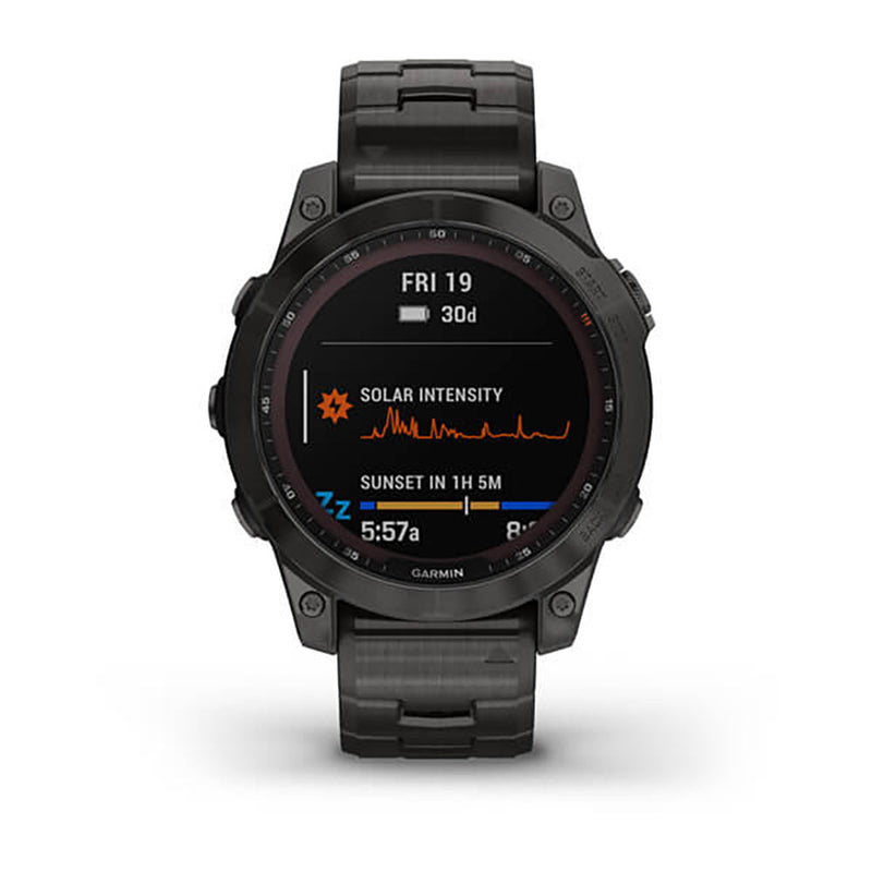 Garmin Fenix 7 Sapphire Carbon Grey DLC Vented Titanium Band Full Display Watch - 010-02540-39