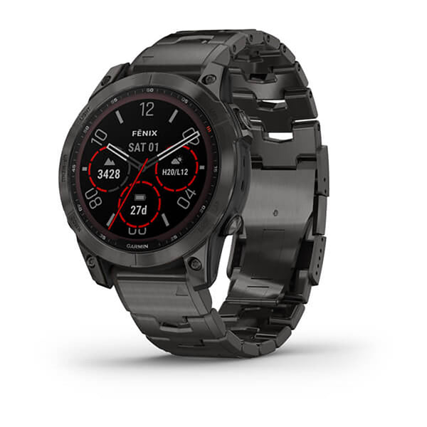 Garmin Fenix 7 Sapphire Carbon Grey DLC Vented Titanium Band Full Display Watch - 010-02540-39