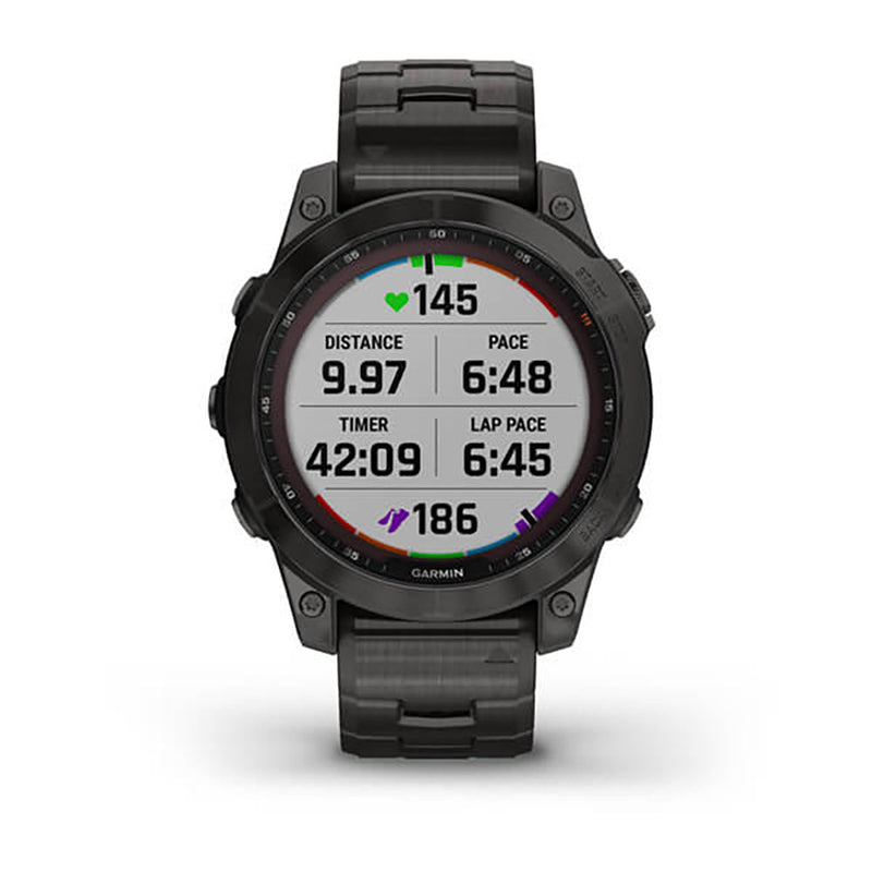 Garmin Fenix 7 Sapphire Carbon Grey DLC Vented Titanium Band Full Display Watch - 010-02540-39