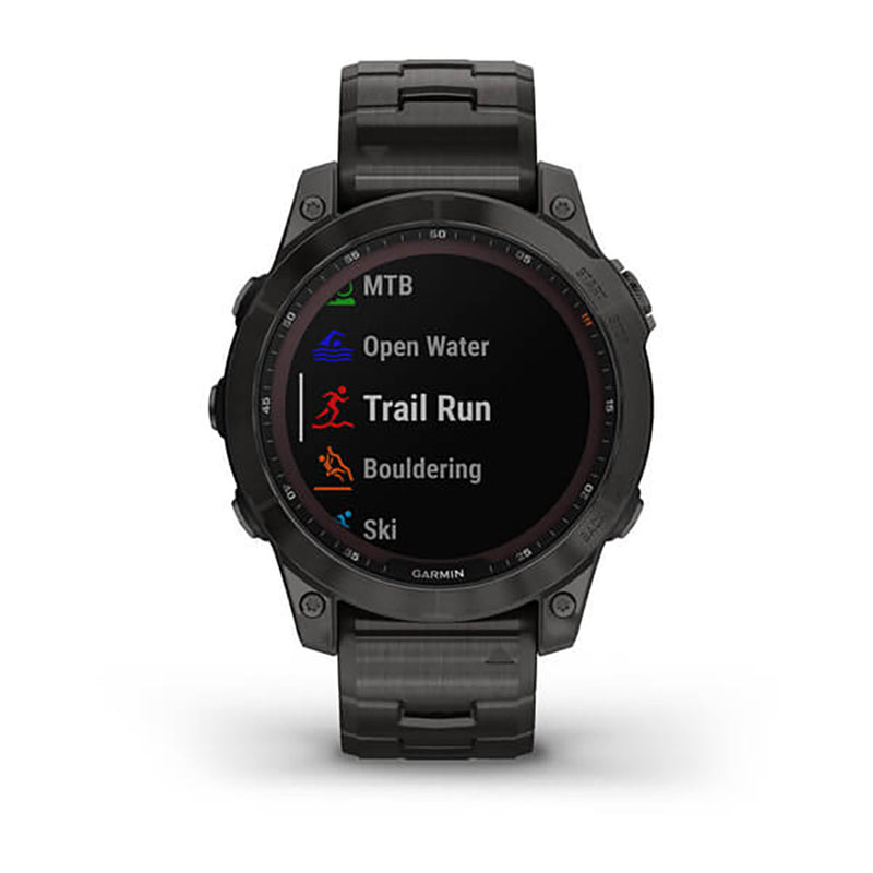 Garmin Fenix 7 Sapphire Carbon Grey DLC Vented Titanium Band Full Display Watch - 010-02540-39