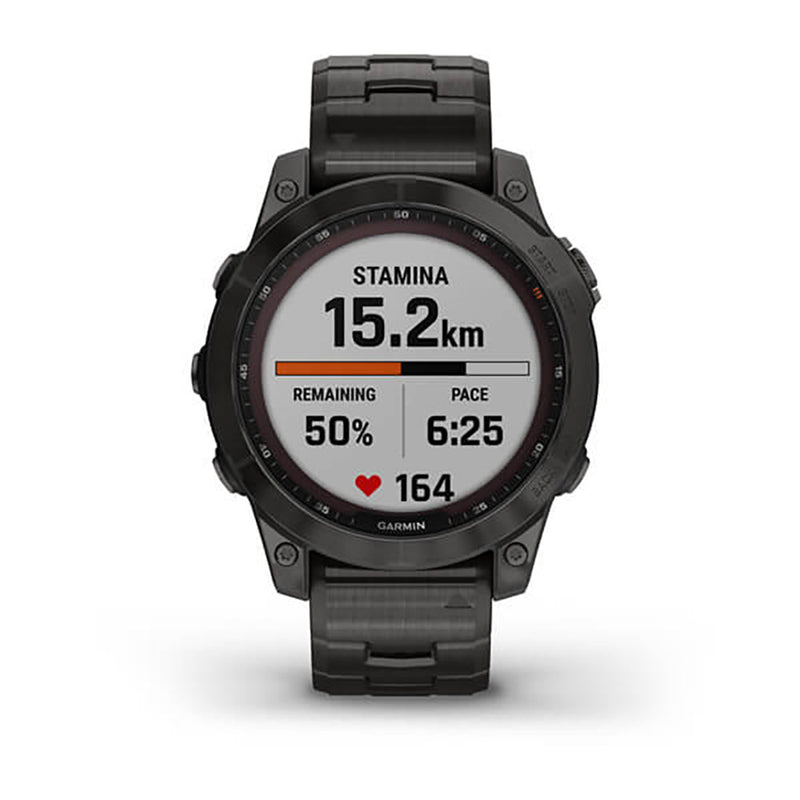 Garmin Fenix 7 Sapphire Carbon Grey DLC Vented Titanium Band Full Display Watch - 010-02540-39