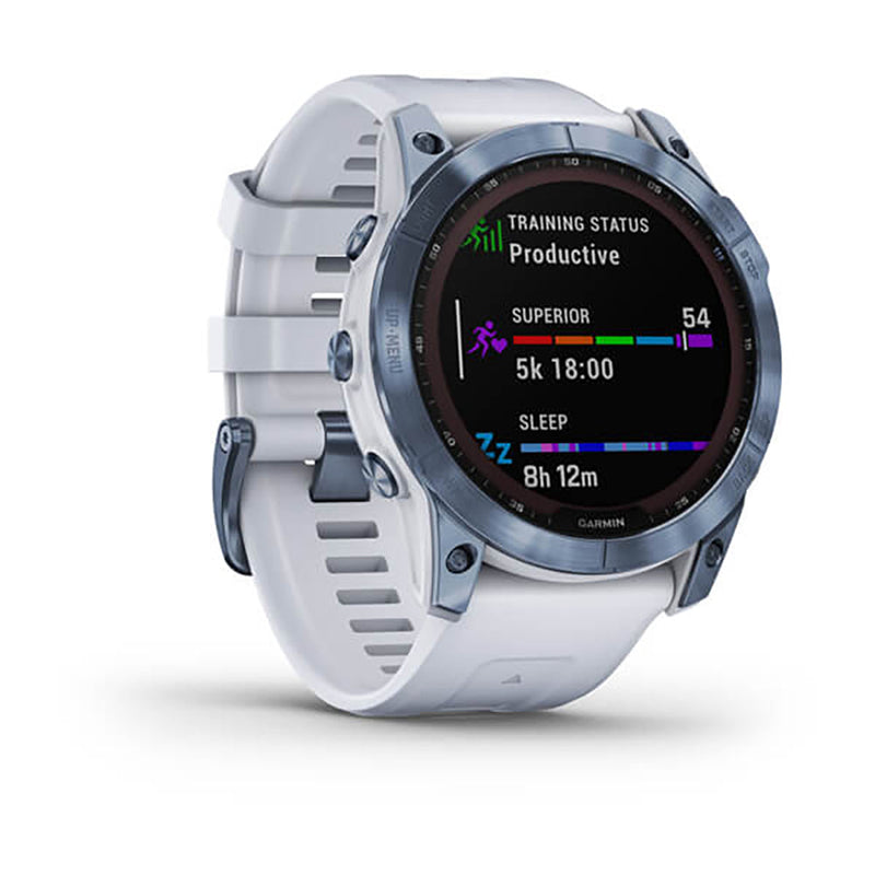 Garmin Fenix 7X Sapphire Solar Mineral Blue DLC Titanium Whitestone Band Full Display Watch - 010-02541-15