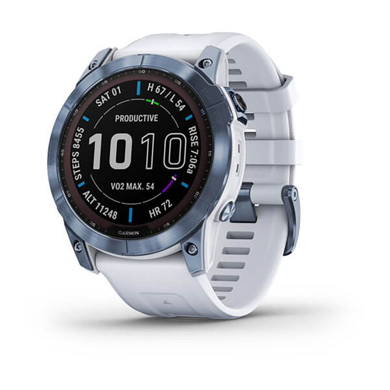 Garmin Fenix 7X Sapphire Solar Mineral Blue DLC Titanium Whitestone Band Full Display Watch - 010-02541-15