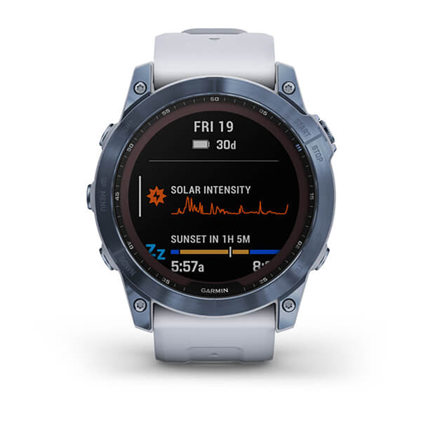 Garmin Fenix 7X Sapphire Solar Mineral Blue DLC Titanium Whitestone Band Full Display Watch - 010-02541-15