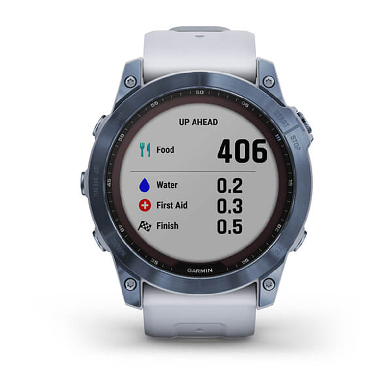 Garmin Fenix 7X Sapphire Solar Mineral Blue DLC Titanium Whitestone Band Full Display Watch - 010-02541-15