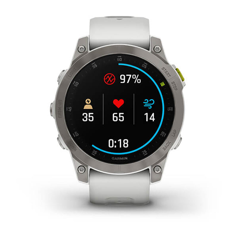 Garmin Epix Gen 2 Carrera White Ti W Silicone Band Full Color Display Watch - 010-02582-21