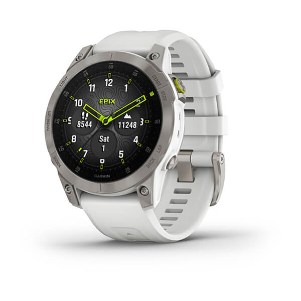 Garmin Epix Gen 2 Carrera White Ti W Silicone Band Full Color Display Watch - 010-02582-21