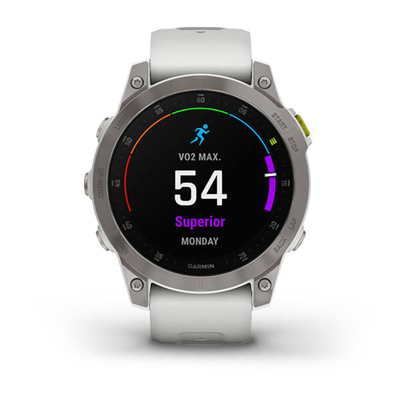 Garmin Epix Gen 2 Carrera White Ti W Silicone Band Full Color Display Watch - 010-02582-21