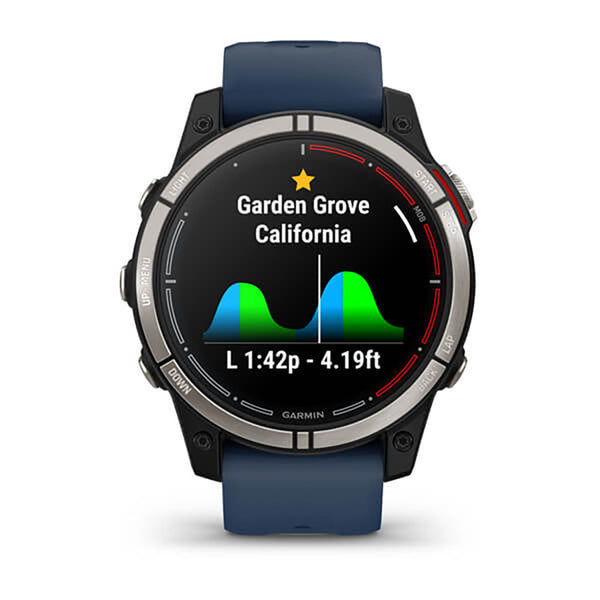 Garmin Quatix 7 Sapphire Edition Titanium Blue Silicone Band Full Display Watch - 010-02582-61