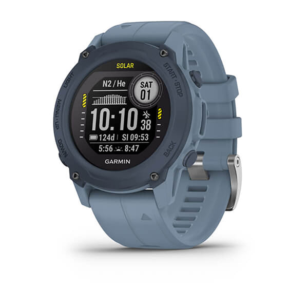 Garmin Descent G1 Solar Dive Computer Hurricane Blue Silicone Band Full Display Watch - 010-02604-13