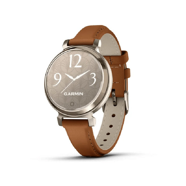 Garmin Lily 2 Cream Gold Case With Tan Leather Band Full Color Display Watch