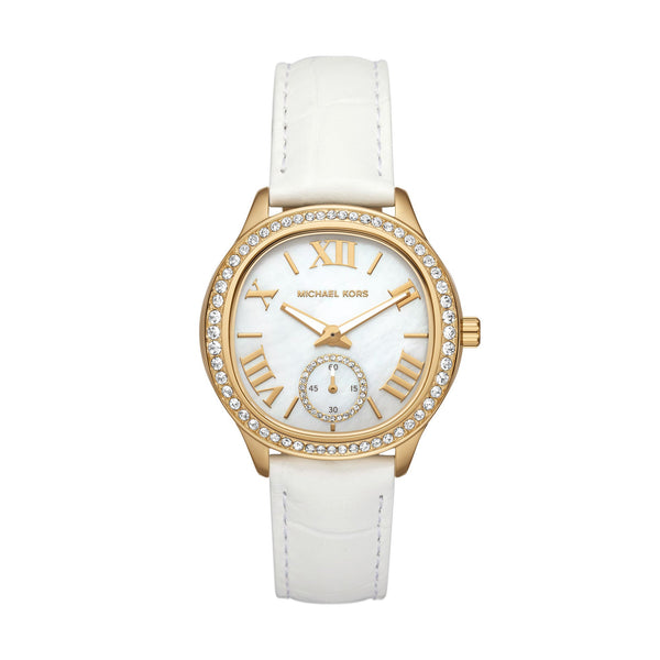 Michael Kors Sage Women's White Leather Watch