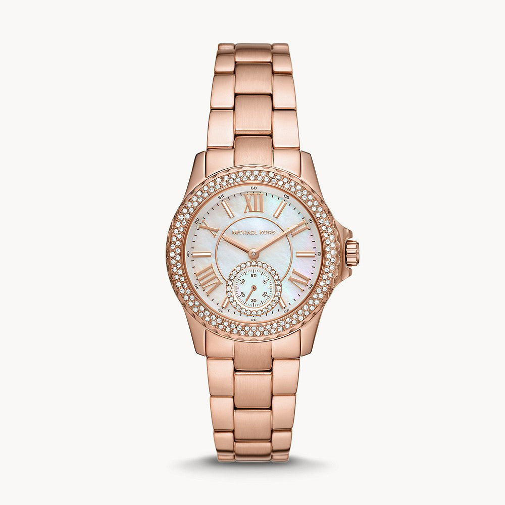 Michael Kors Everest Three-Hand Rose Gold-Tone Stainless Steel Women's