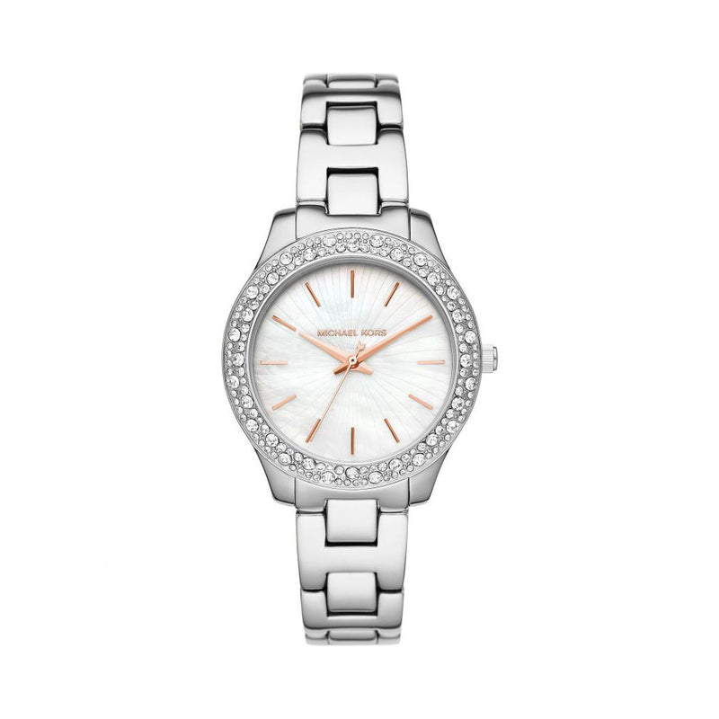 Michael Kors Mother of Pearl Analog Women's Watch Stainless Steel Metal Bracelet - MK4556