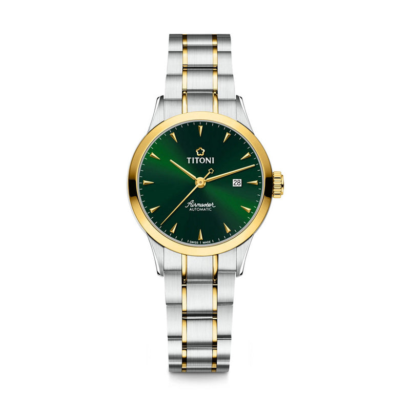 Titoni Women's Automatic Stainless Steel & Yellow Gold PVD Case Green Dial Watch