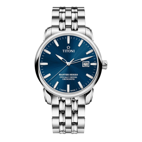 Titoni Men's Automatic Stainless Steel Case Blue Dial Watch