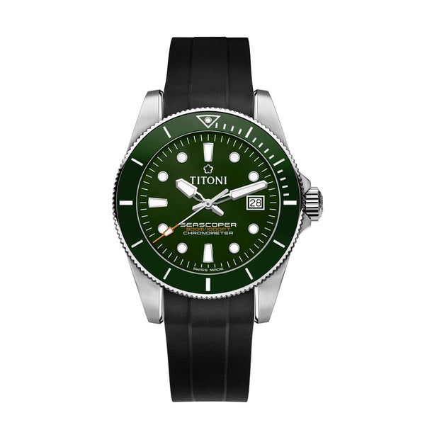 Titoni Men's Automatic Rubber Case Green Dial Watch