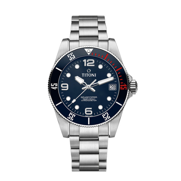 Titoni Men's Automatic Stainless Steel Case Blue Dial Watch