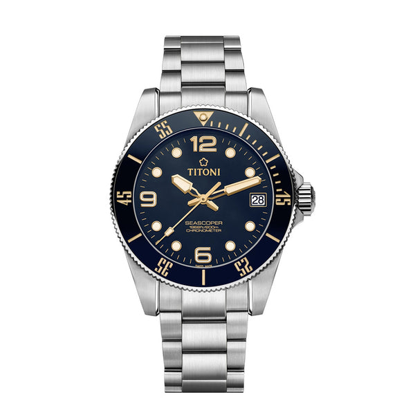 Titoni Men's Automatic Stainless Steel Case Navy Blue Dial Watch