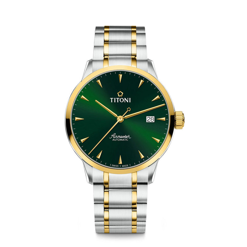 Titoni Men's Automatic Stainless Steel/Yellow Gold Case Green Dial Watch