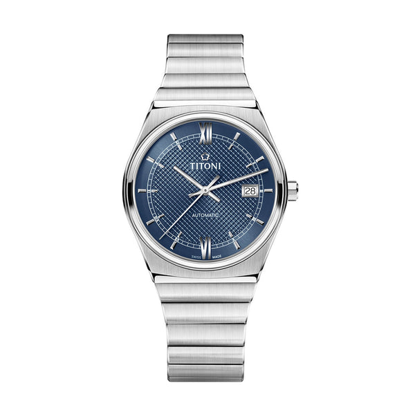 Titoni Men's Automatic Stainless Steel Case Blue Dial Watch