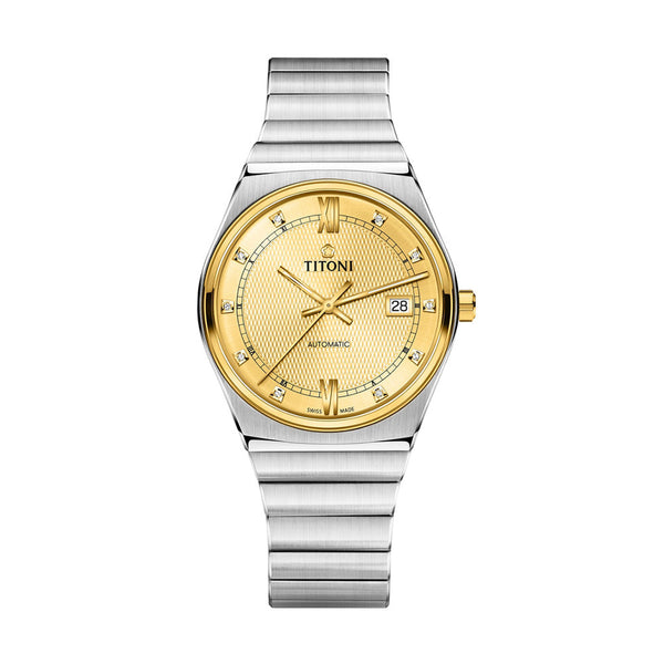 Titoni Men's Automatic Stainless Steel Case Champagne Dial Watch