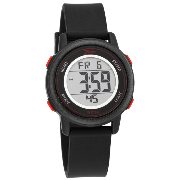 Zoop Digital Watch with Black Silicone Strap