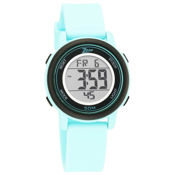 Zoop Digital Watch with Green Silicone Strap
