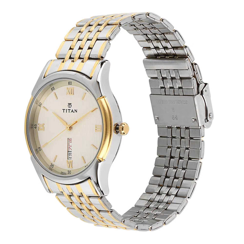 TITAN CREAM DIAL ANALOG WATCH FOR MEN 1636BM01