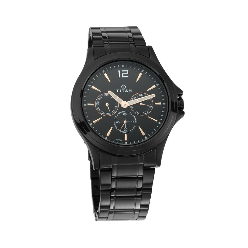 Buy Online Titan Light Leathers Green Dial Quartz Multifunction Leather  Strap watch for Men - nq90125sl02 | Titan