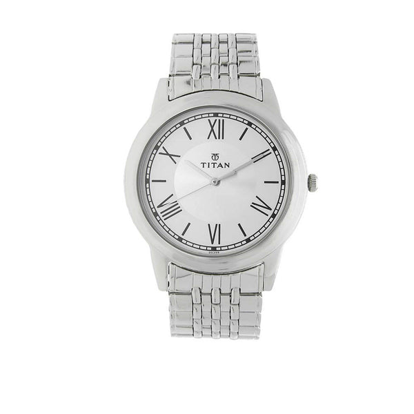 Titan Silver White Dial Analog