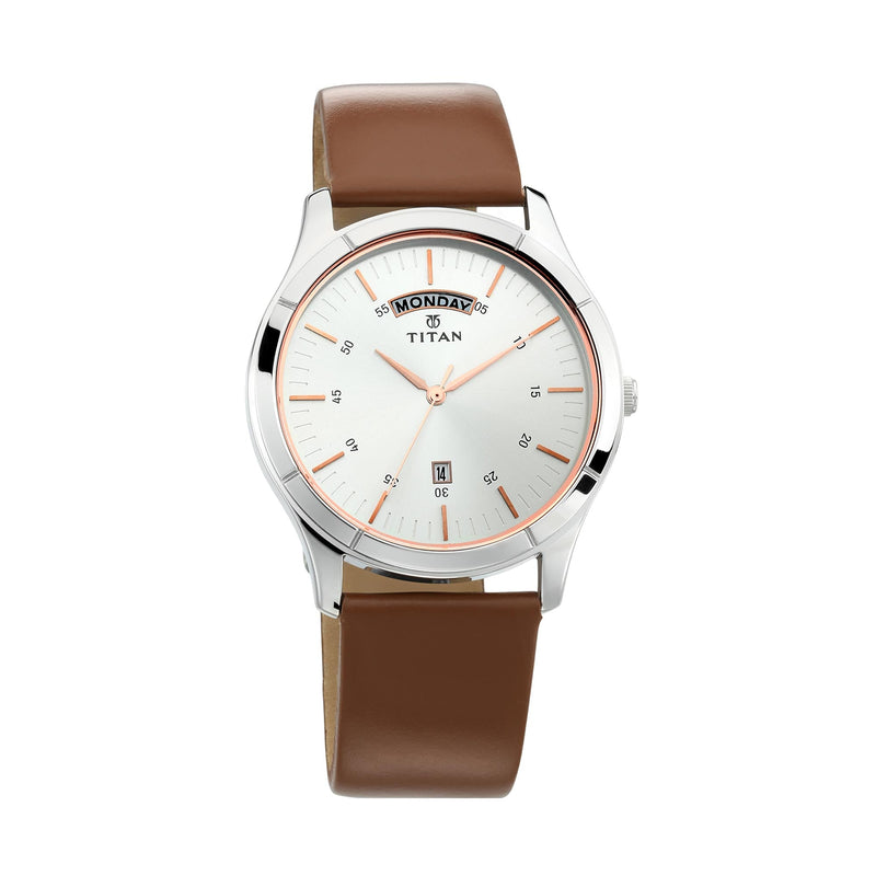 Titan On Trend White Dial Analog with Day and Date Watch for Men