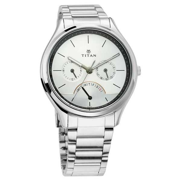 Titan Silver Dial Multifunction Watch for Men