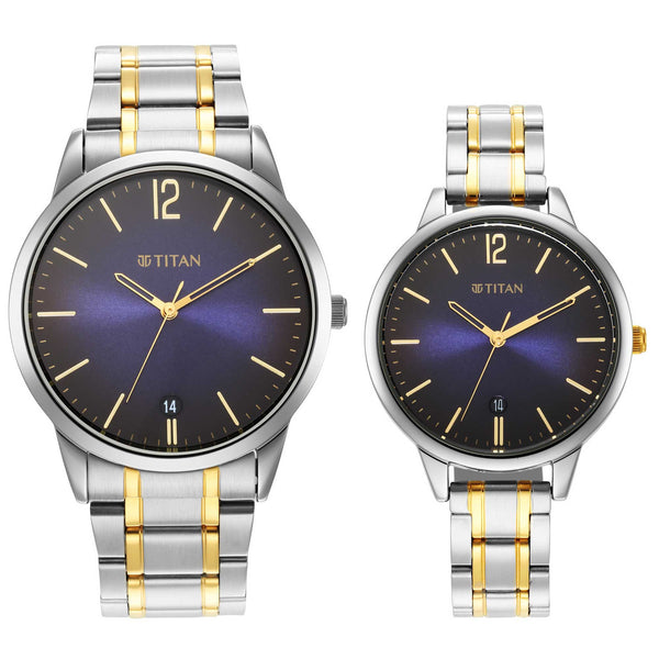 Titan Bandhan Blue Dial Analog with Date Watches for Couple