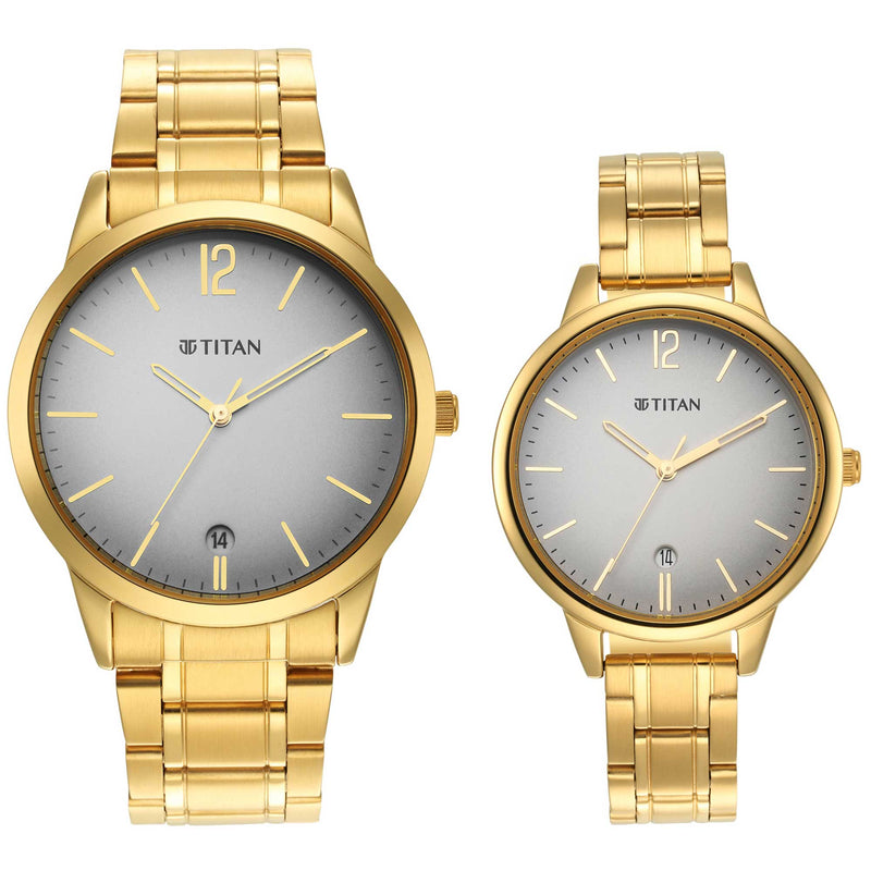 Titan Titan Bandhan Grey Dial Analog Watches for Couple