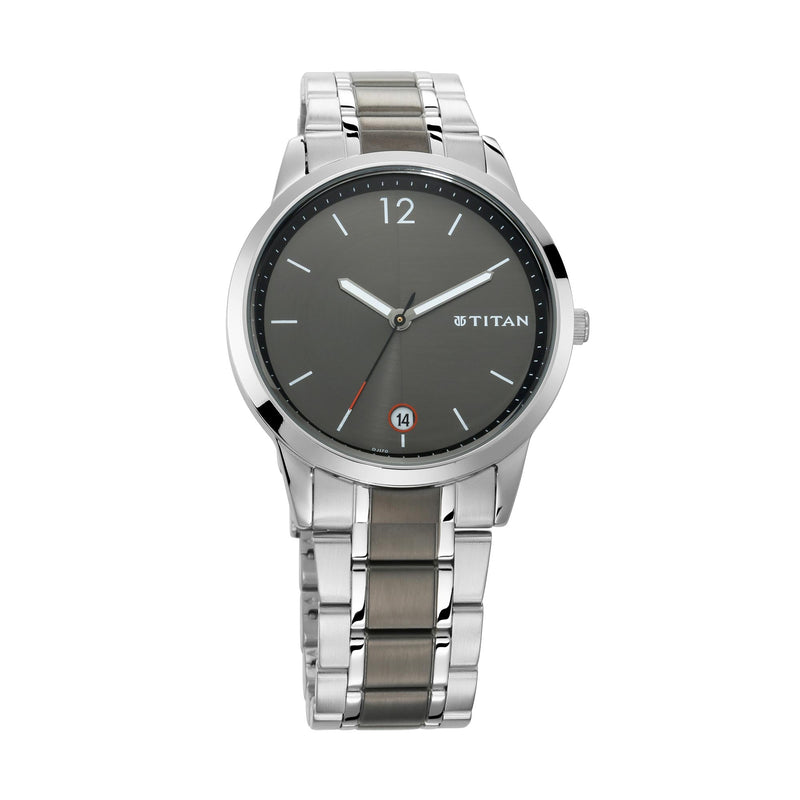 Titan Anthracite Dial Analog Watch with Date function for Men