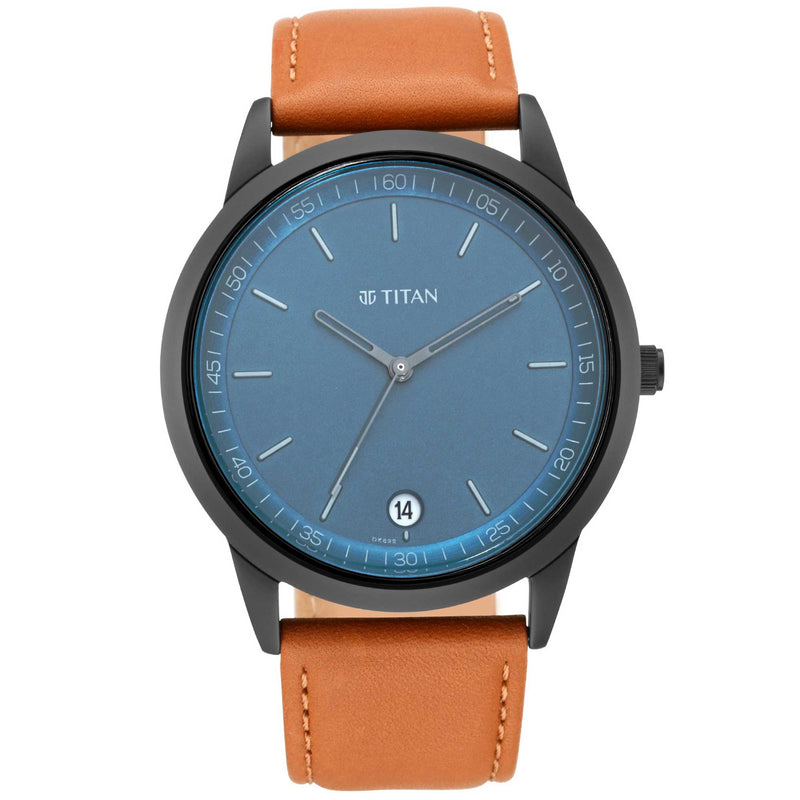 Titan Minimals Watch with Blue Dial & Analog with Date Function for Men
