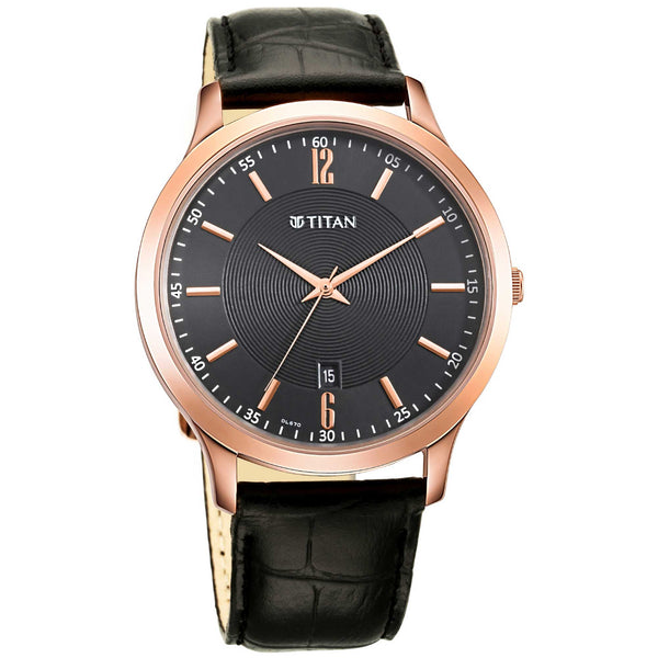 Titan Black Dial Analog Watch with Date Function for Men