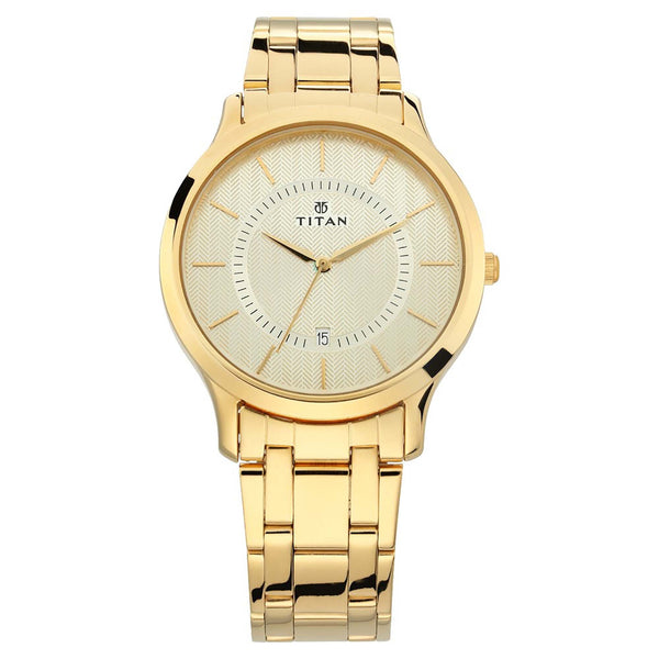 Titan Champagne Dial Analog Watch for Men with Date Function