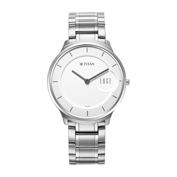 Titan Edge Metal Silver Dial Analog Watch for Men with Stainless Steel Strap