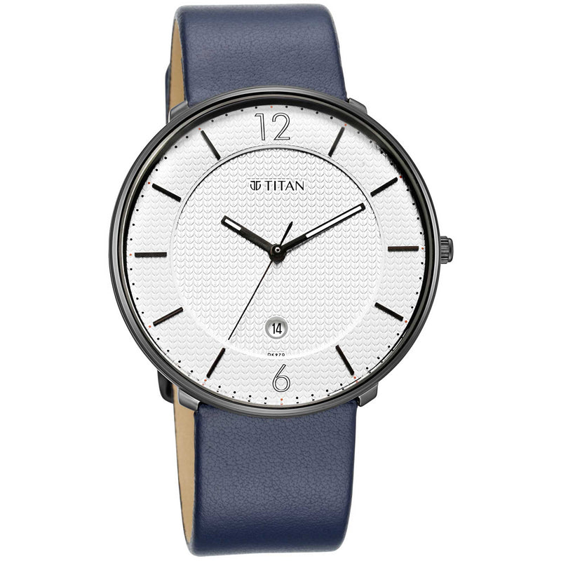 Titan Minimals Watch with White Dial & Analog with Date Function for Men