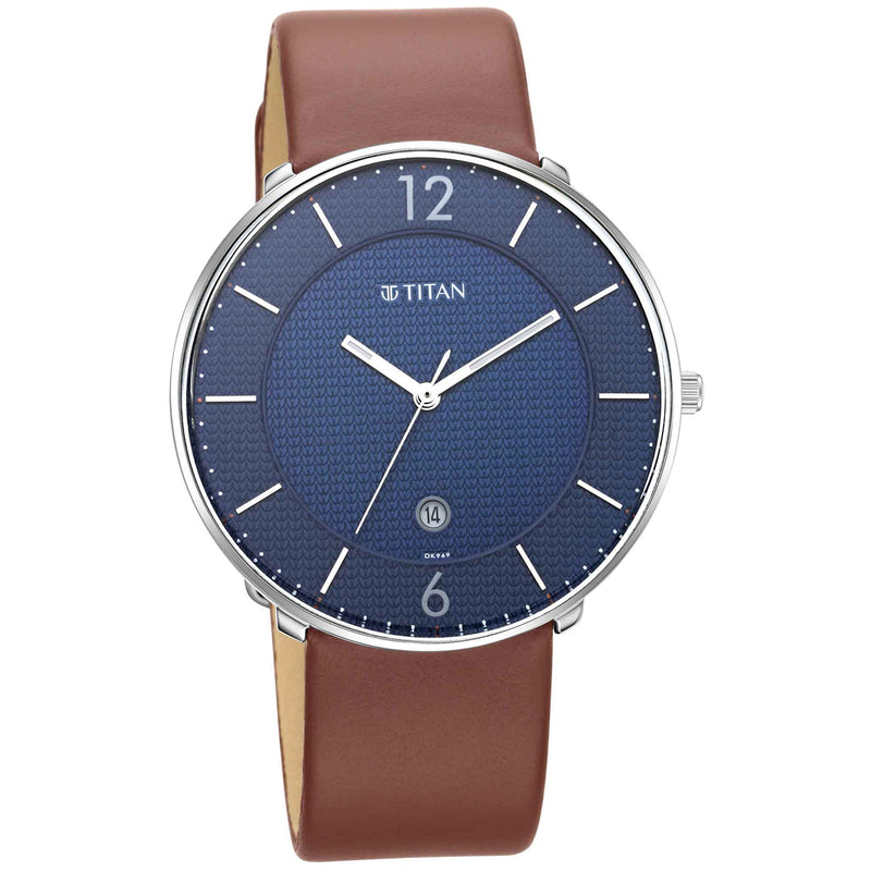 Titan Minimals Watch with Blue Dial & Analog with Date Function for Men