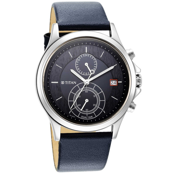 Titan Workwear Blue Dial Dual Time Watch for Men