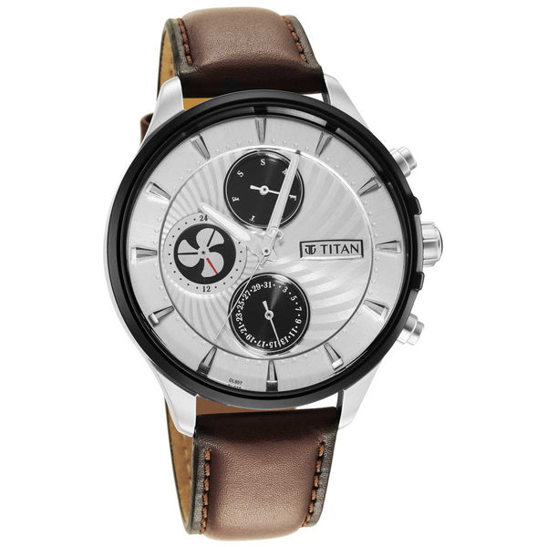 Titan Maritime Watch with White Dial & Analog with Day and Date Function for Men