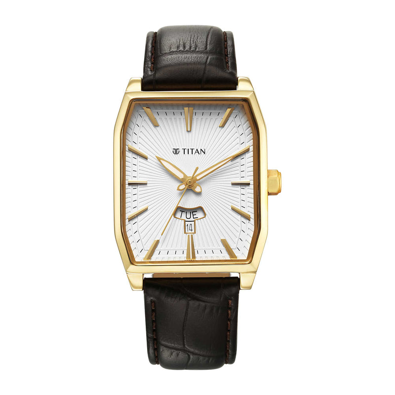 Titan Regalia Opulent Quartz Analog with Day and Date Watch for Men With Black Colour Leather Strap