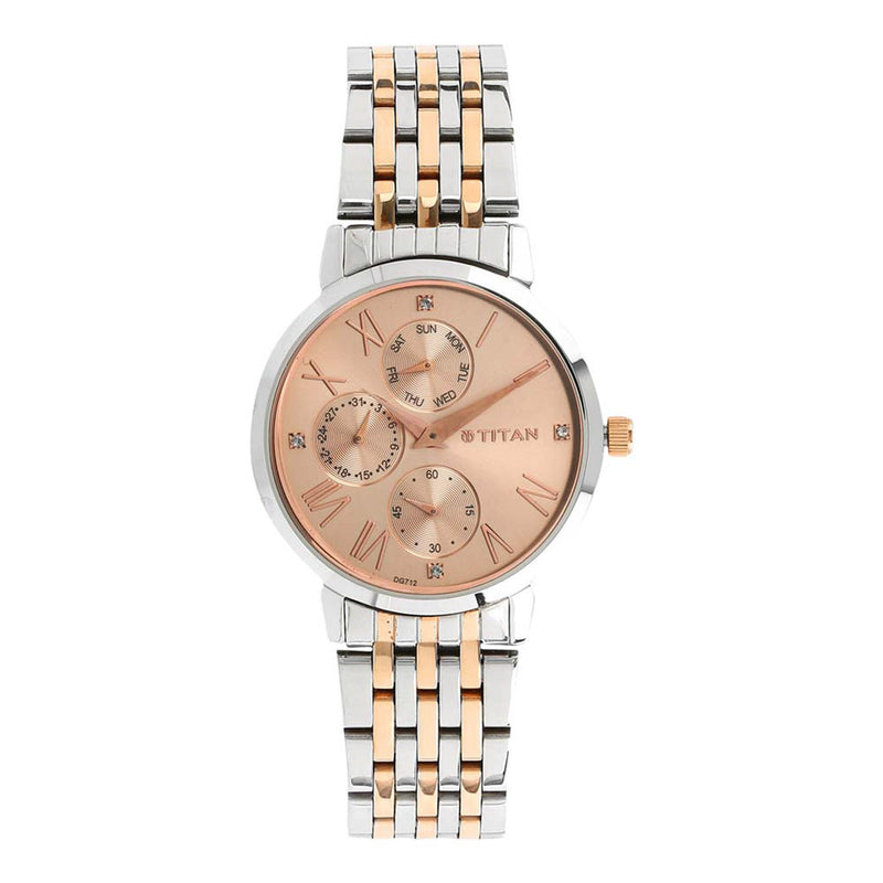 Rose Gold Dial Stainless Steel Strap Watch