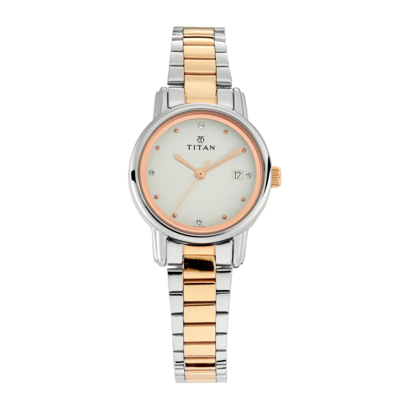 Titan White Dial Analog Watch with Date Function
